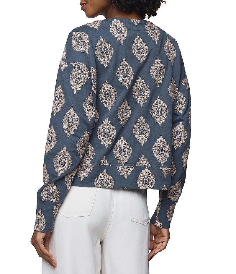 Splendid Blaire Print Round Neck Long Sleeve Cardigan