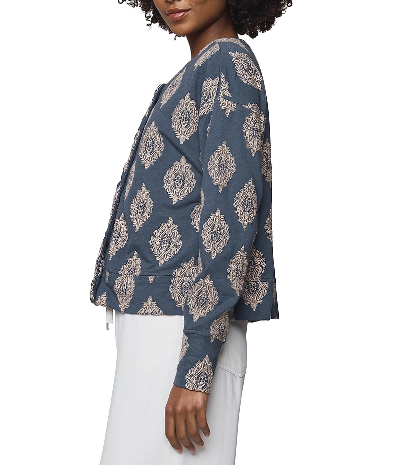 Splendid Blaire Print Round Neck Long Sleeve Cardigan
