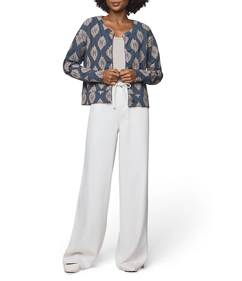 Splendid Blaire Print Round Neck Long Sleeve Cardigan