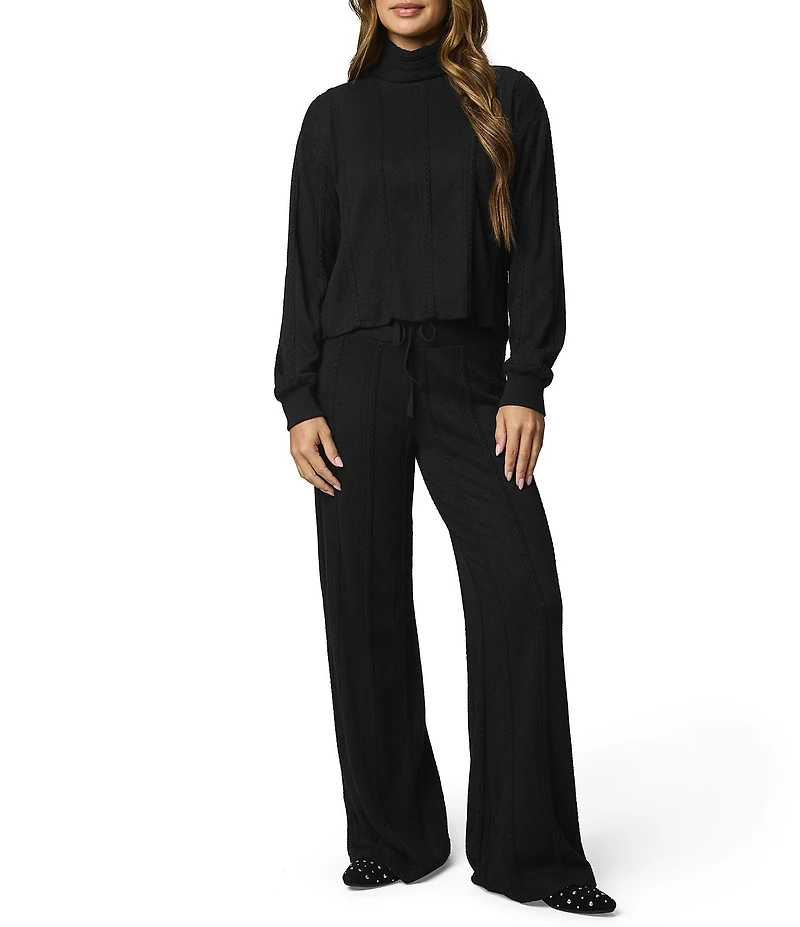 Splendid Cable Knit Turtleneck Long Sleeve Coordinating Top