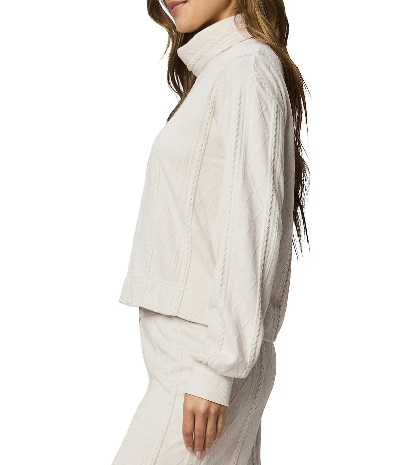 Splendid Cable Knit Turtleneck Long Sleeve Coordinating Top