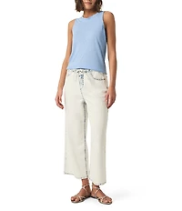 Splendid Cady Linen Blend Knit Crew Neck Sleeveless Tank