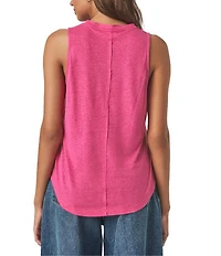 Splendid Cady Linen Blend Knit Crew Neck Sleeveless Tank
