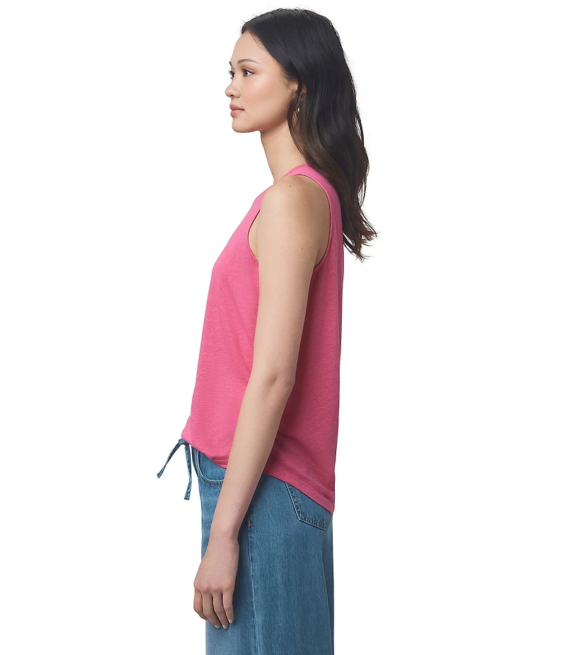 Splendid Cady Linen Blend Knit Crew Neck Sleeveless Tank