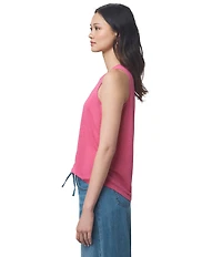 Splendid Cady Linen Blend Knit Crew Neck Sleeveless Tank