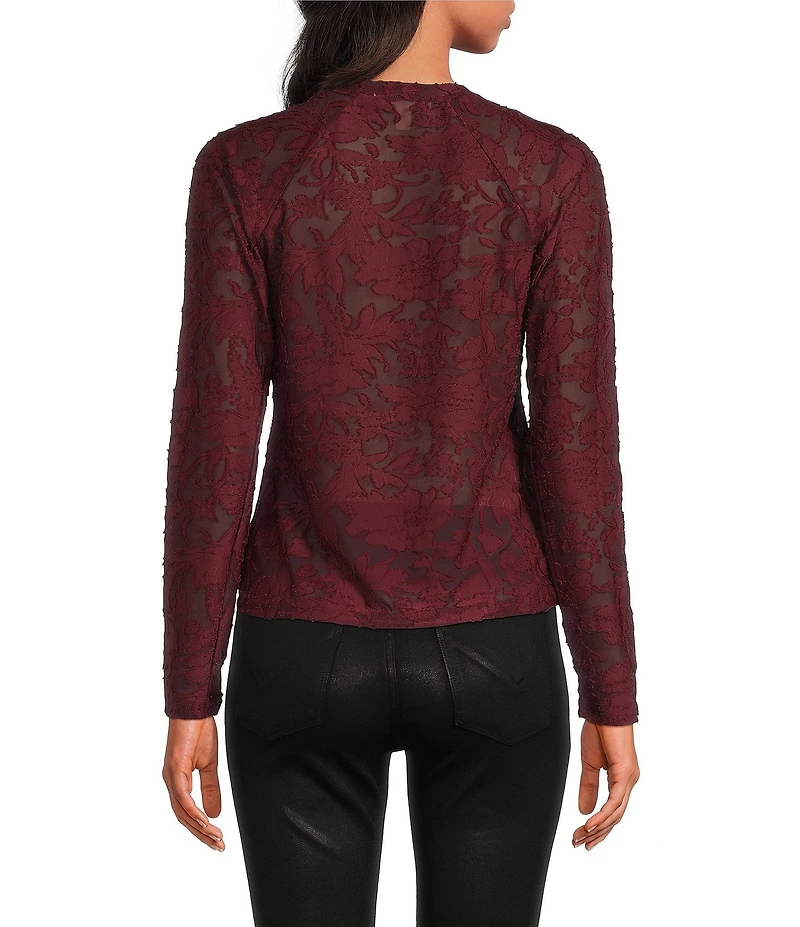 Splendid Cecelia Floral Burnout Crew Neck Long Sleeve Tee