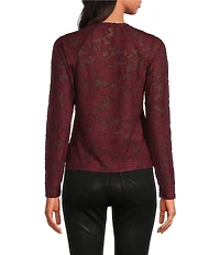 Splendid Cecelia Floral Burnout Crew Neck Long Sleeve Tee