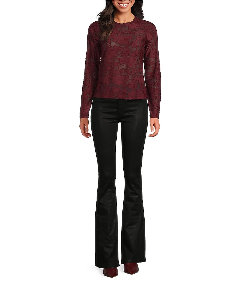 Splendid Cecelia Floral Burnout Crew Neck Long Sleeve Tee