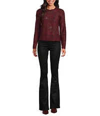 Splendid Cecelia Floral Burnout Crew Neck Long Sleeve Tee