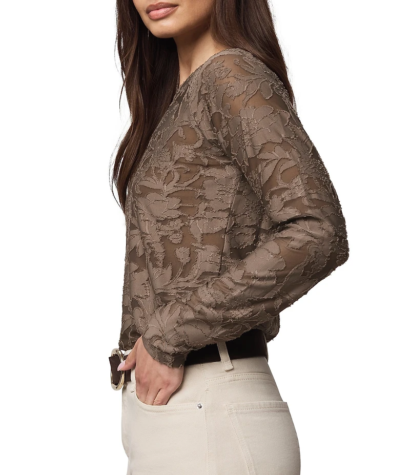 Splendid Cecelia Floral Burnout Crew Neck Long Sleeve Tee