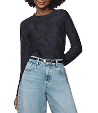 Splendid Cecelia Floral Burnout Crew Neck Long Sleeve Tee