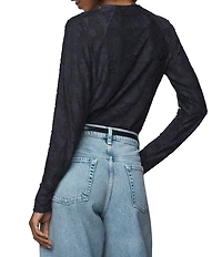 Splendid Cecelia Floral Burnout Crew Neck Long Sleeve Tee