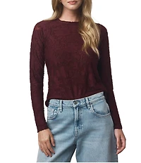 Splendid Cecelia Floral Burnout Crew Neck Long Sleeve Tee