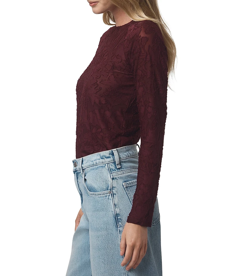 Splendid Cecelia Floral Burnout Crew Neck Long Sleeve Tee