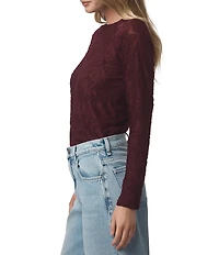 Splendid Cecelia Floral Burnout Crew Neck Long Sleeve Tee