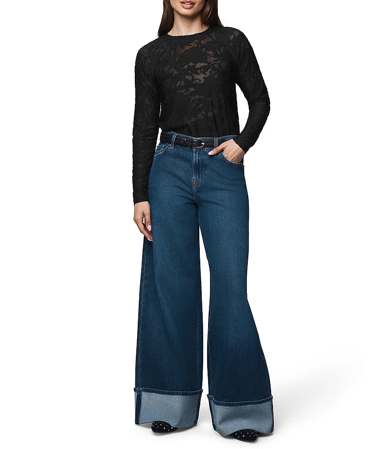 Splendid Cecelia Floral Burnout Crew Neck Long Sleeve Tee