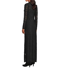 Splendid Cecelia Knit Floral Round Neck Long Sleeve Bodycon Maxi Dress