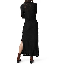 Splendid Cecelia Knit Floral Round Neck Long Sleeve Bodycon Maxi Dress