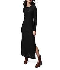 Splendid Cecelia Knit Floral Round Neck Long Sleeve Bodycon Maxi Dress
