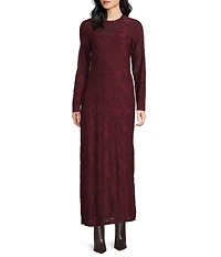 Splendid Cecelia Knit Floral Round Neck Long Sleeve Bodycon Maxi Dress
