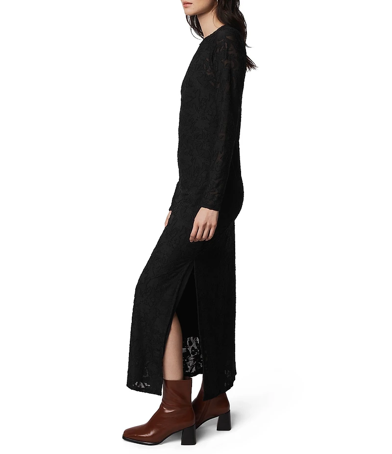 Splendid Cecelia Knit Floral Round Neck Long Sleeve Bodycon Maxi Dress