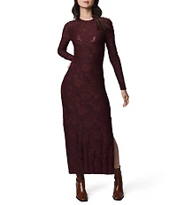 Splendid Cecelia Knit Floral Round Neck Long Sleeve Bodycon Maxi Dress