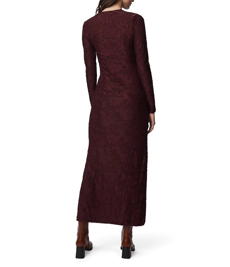 Splendid Cecelia Knit Floral Round Neck Long Sleeve Bodycon Maxi Dress