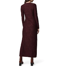 Splendid Cecelia Knit Floral Round Neck Long Sleeve Bodycon Maxi Dress