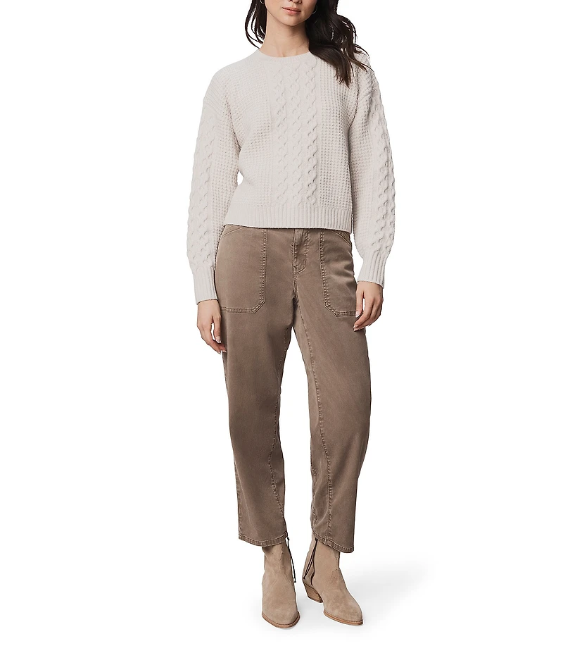 Splendid Celeste Wool Cashmere Blend Cable Knit Round Neck Long Sleeve Sweater