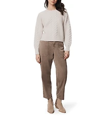 Splendid Celeste Wool Cashmere Blend Cable Knit Round Neck Long Sleeve Sweater