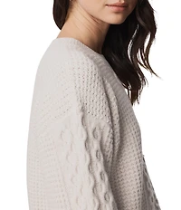 Splendid Celeste Wool Cashmere Blend Cable Knit Round Neck Long Sleeve Sweater