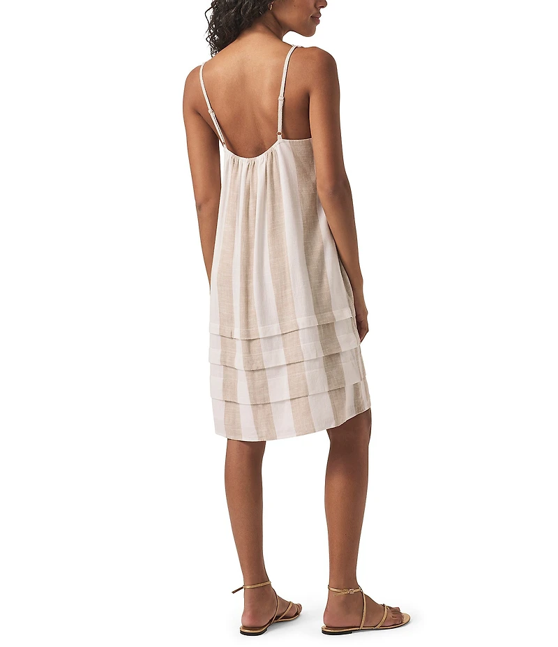 Splendid Celine Knit Striped Square Neck Sleeveless A-Line Mini Dress