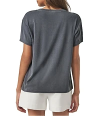 Splendid #double;Coastal Cool#double; Graphic Knit Crew Neck Short Sleeve Boxy Tee