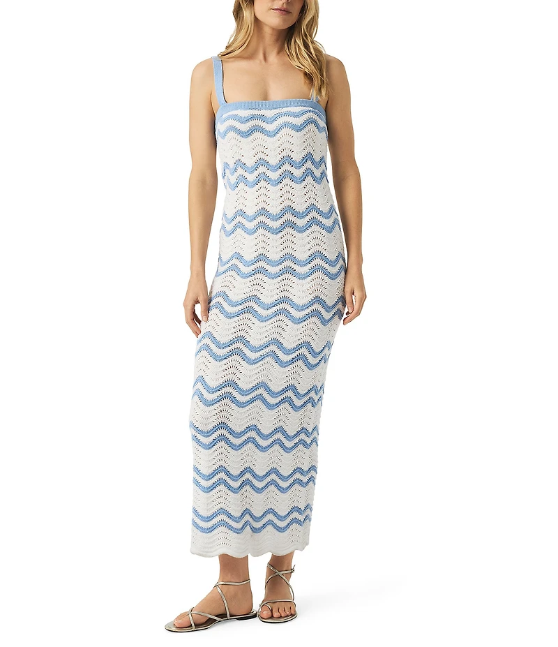 Splendid Cove Chevron Knit Square Neck Sleeveless BodyconMaxi Dress
