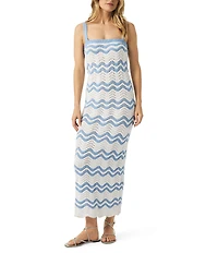 Splendid Cove Chevron Knit Square Neck Sleeveless BodyconMaxi Dress