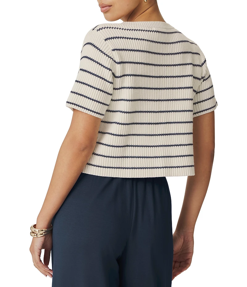 Splendid Delilah Striped Round Neck Long Sleeve Cardigan