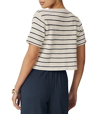 Splendid Delilah Striped Round Neck Long Sleeve Cardigan