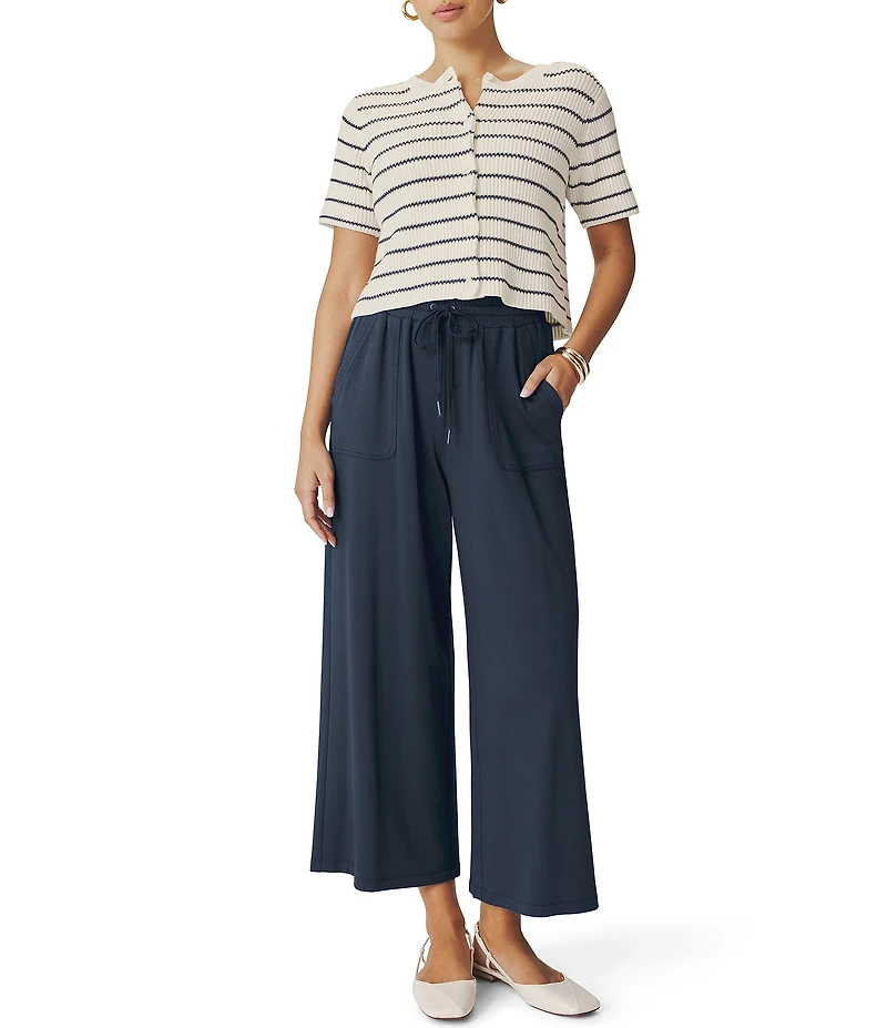 Splendid Delilah Striped Round Neck Long Sleeve Cardigan