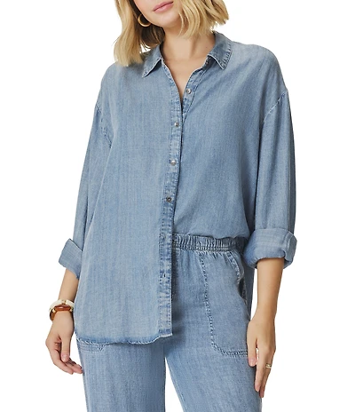 Splendid Denim Collar Long Sleeve Button Down Shirt