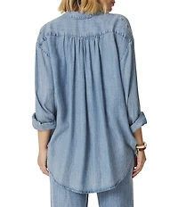 Splendid Denim Collar Long Sleeve Button Down Shirt