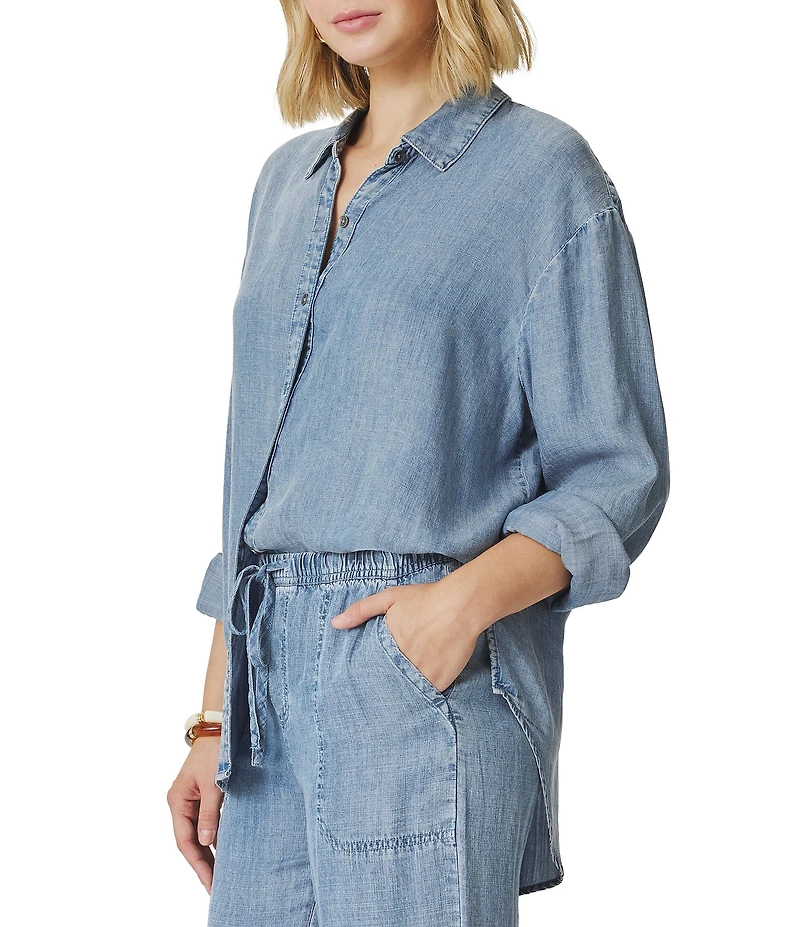Splendid Denim Collar Long Sleeve Button Down Shirt