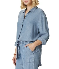 Splendid Denim Collar Long Sleeve Button Down Shirt