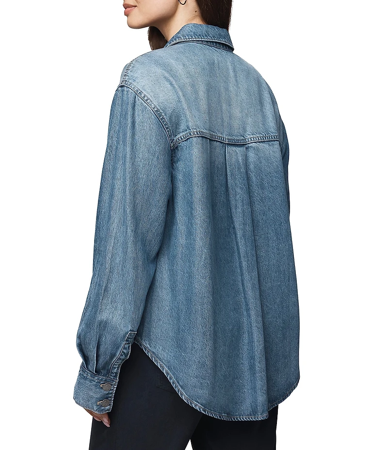 Splendid Denim Point Collar Long Sleeve Button Front Jacket