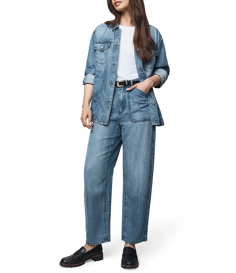 Splendid Denim Point Collar Long Sleeve Button Front Jacket