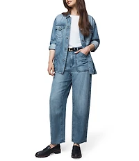 Splendid Denim Point Collar Long Sleeve Button Front Jacket