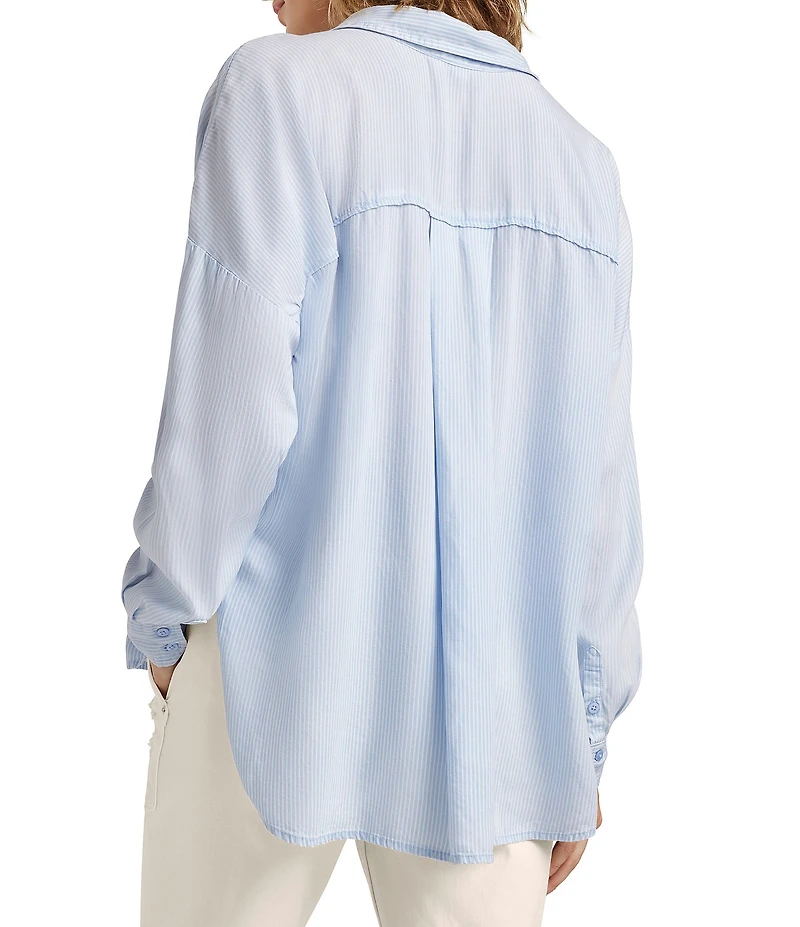 Splendid Ella Stripe Print Point Collar Long Sleeve Button Down Blouse
