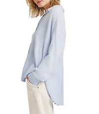 Splendid Ella Stripe Print Point Collar Long Sleeve Button Down Blouse