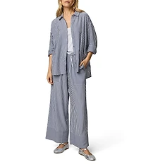 Splendid Ellie Striped Coordinating Drawstring Wide Leg Pants