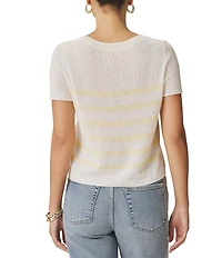 Splendid Emerson Stripe Cashmere Blend Round Neck Short Sleeve Sweater