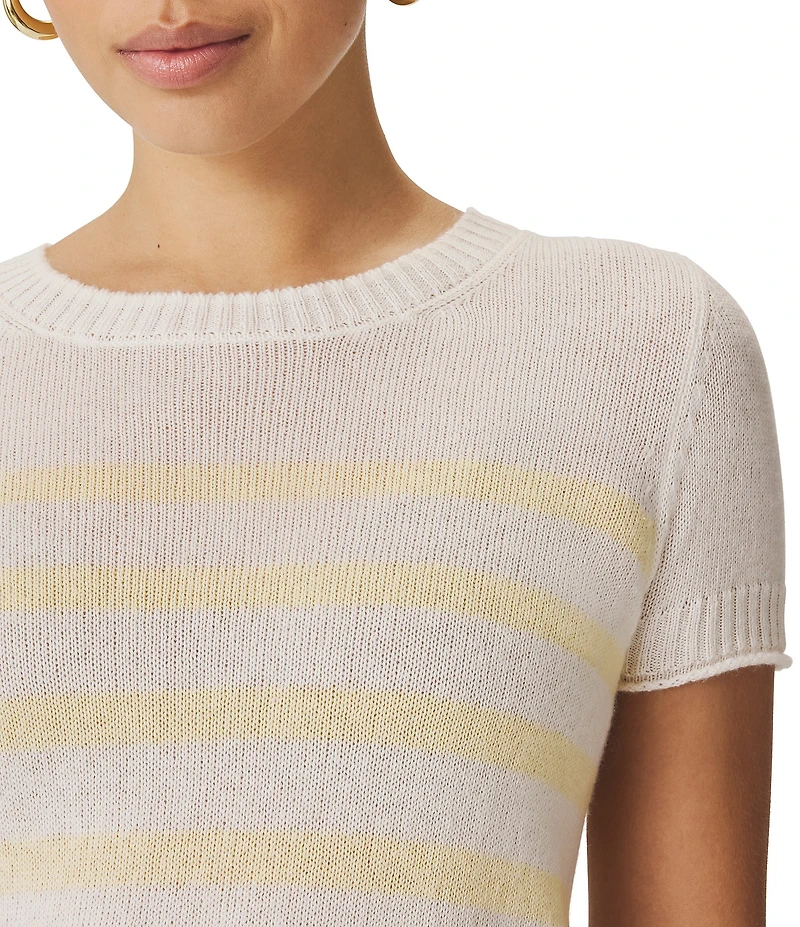 Splendid Emerson Stripe Cashmere Blend Round Neck Short Sleeve Sweater